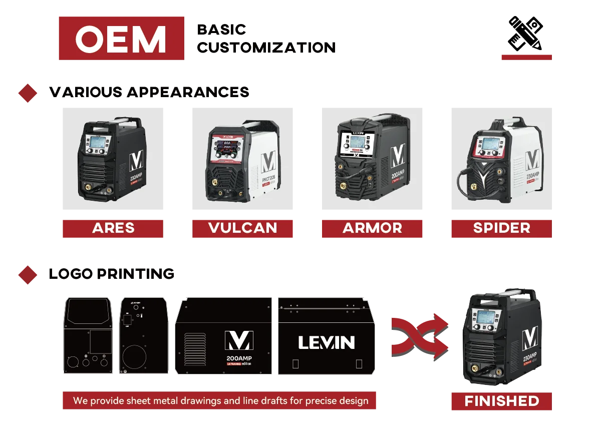 Tig Welder Machine - MSLEVIN OEM ODM XTRAMIG シナジーIGBTインバーター ガス/ガスレス