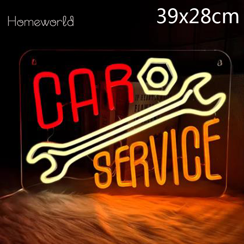 Auto Repair Shop Signs - カーサービスネオンサイン 暖白色LEDレンチアイコン 自動車修理工場、自動車部品店、ガレージ、バー、男性クラブの装飾に使用