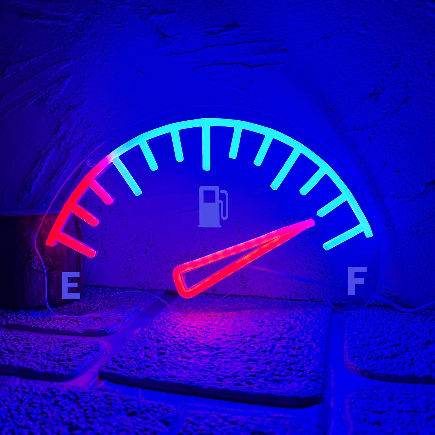 Auto Repair Shop Signs - 車用燃料計メーターLEDネオンサイン USBネオンライト ガレージ、自動車修理工場、男の隠れ家、バー、ゲームルーム、家の壁装飾、ギフトに