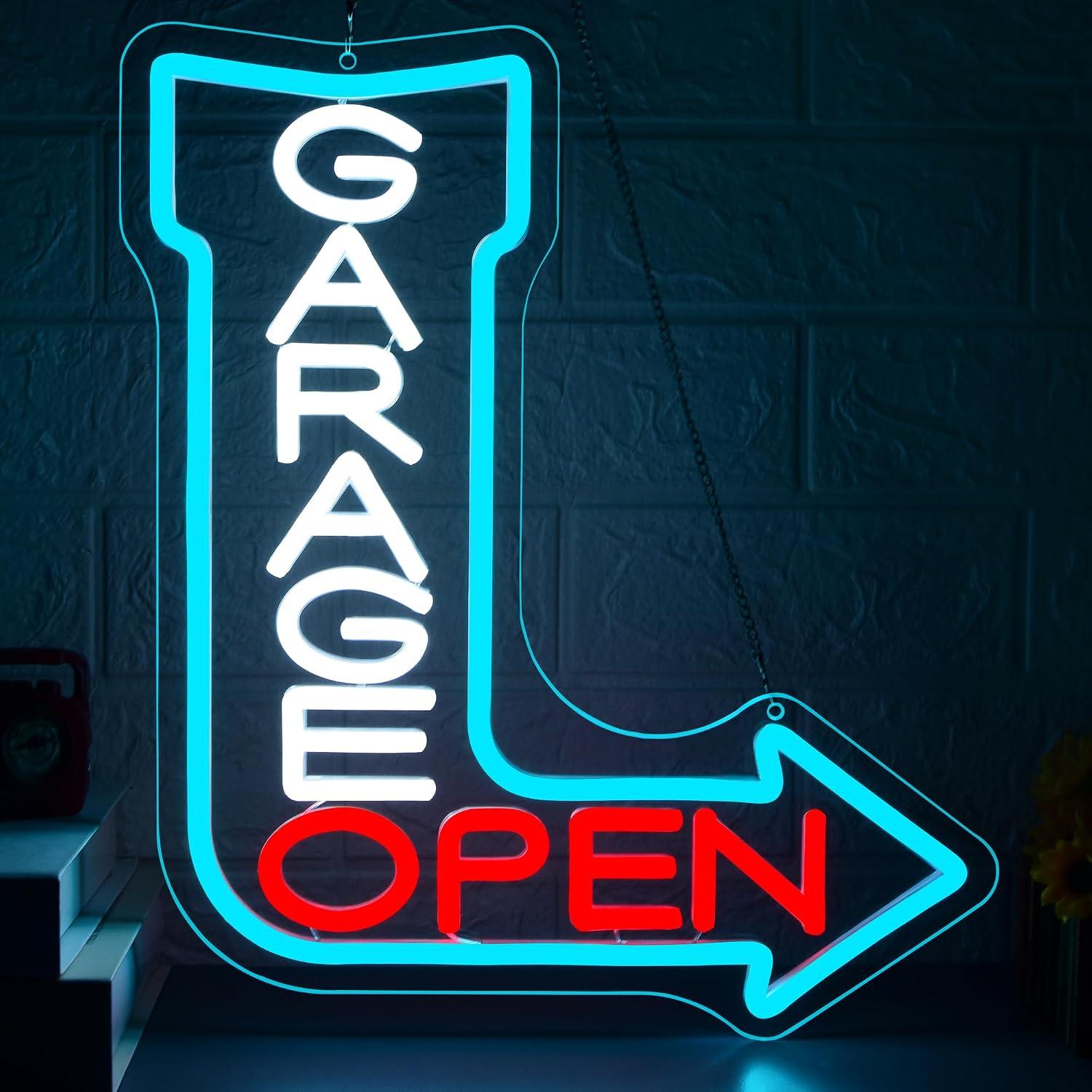 Auto Repair Shop Open - ガレージオープンアローネオンサインUSB調光LEDライト、自動車修理工場、ガレージ、男性用洞窟、作業場、インテリア壁装飾ギフト