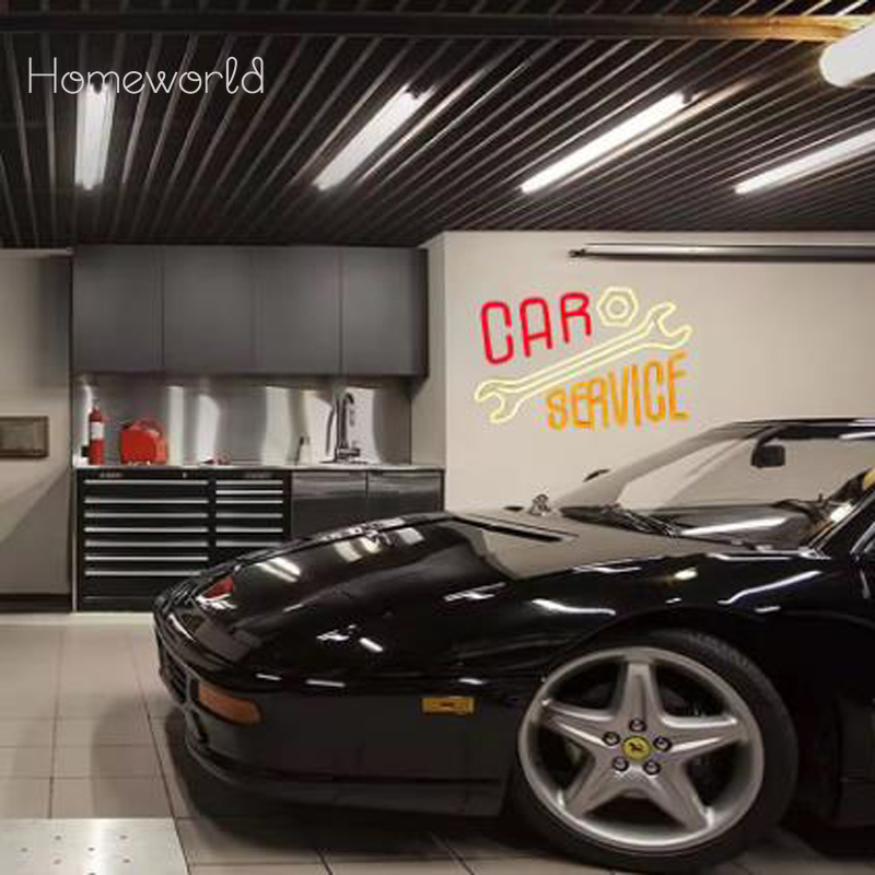 カーサービスネオンサイン 暖白色LEDレンチアイコン 自動車 - Auto Repair Shop Signs のレビューと価格