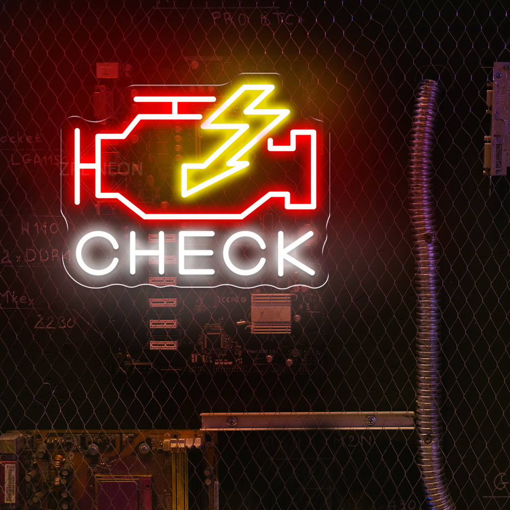 チェックエンジンネオンサインLEDライトガレージ自動車修理工 - Auto Repair Shop Signs のレビューと価格