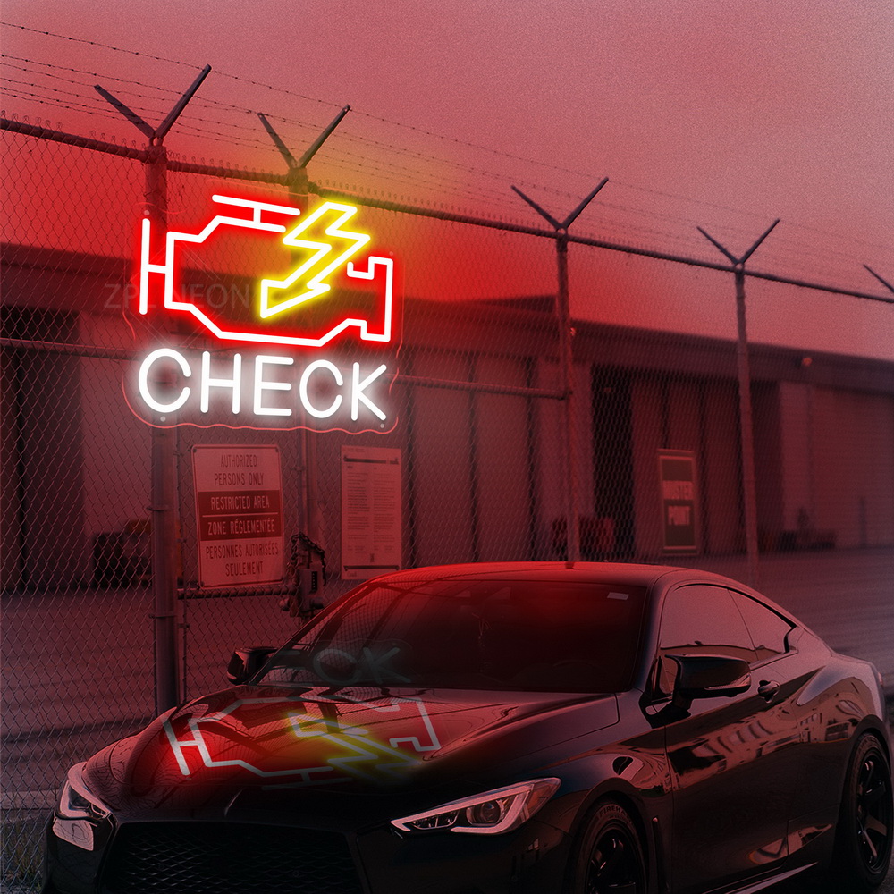 チェックエンジンネオンサインLEDライトガレージ自動車修理工 - Auto Repair Shop Signs のレビューと価格