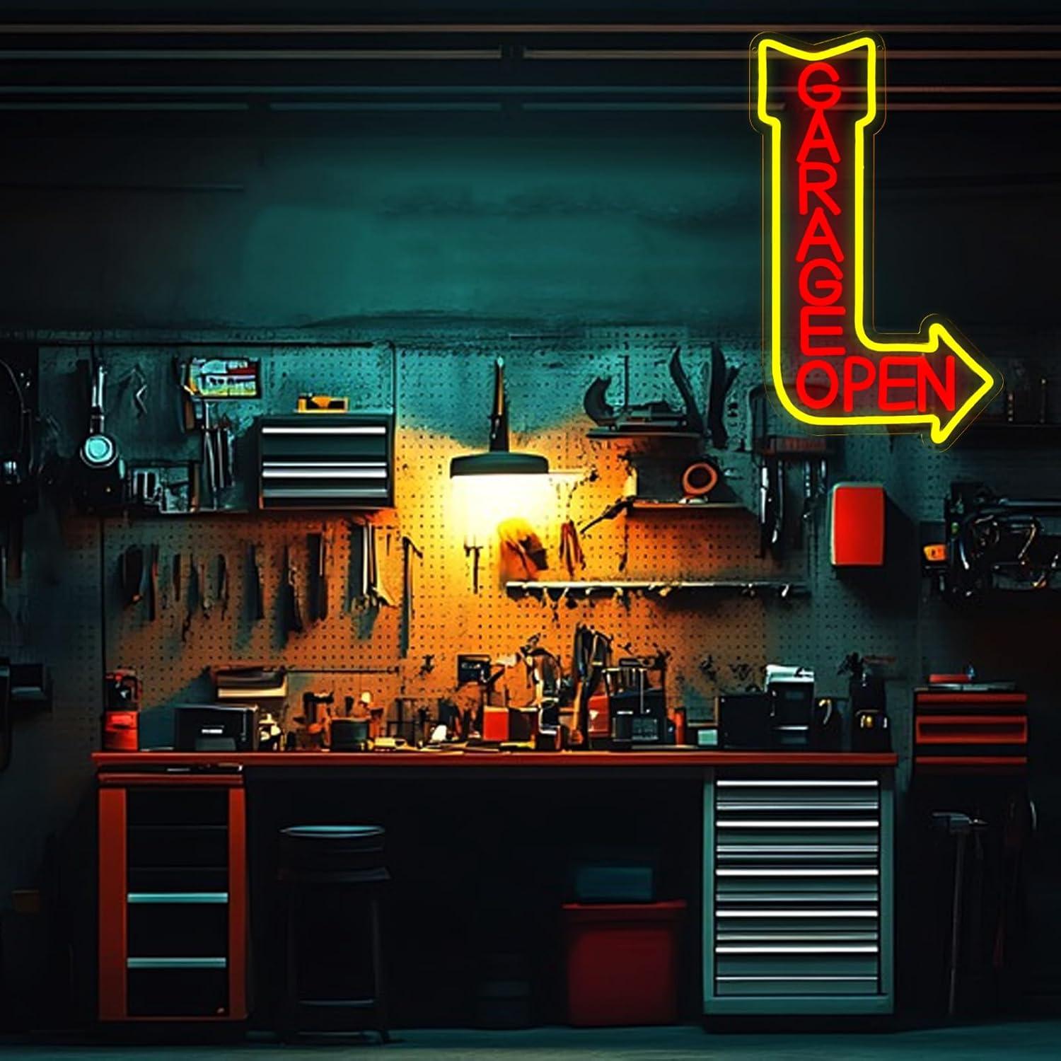 ガレージオープンネオンサインUSB調光LEDウォールライト、 - Auto Repair Shop Open のレビューと価格