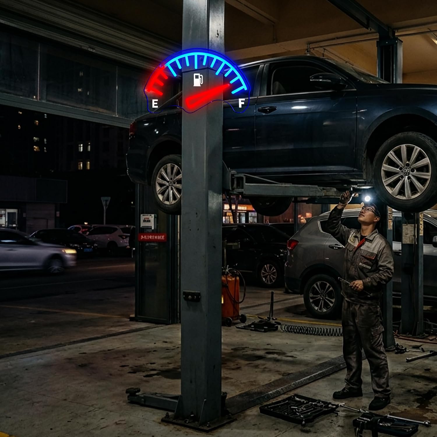 車用燃料計メーターLEDネオンサイン USBネオンライト ガ - Auto Repair Shop Signs のレビューと価格