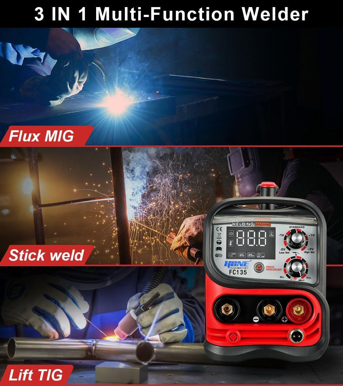 135A FC135フラックス入りワイヤMIG/スティック/ - Tig Welder Machine のレビューと価格