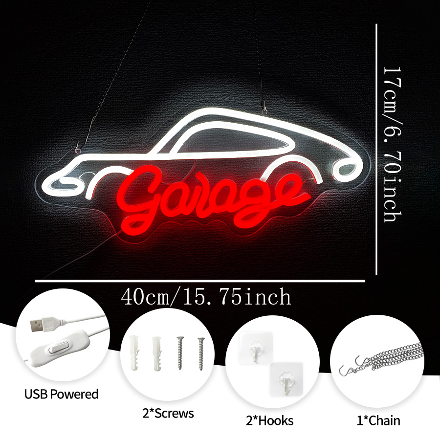 ガレージネオンサイン 壁飾り用、LEDネオンライト 男性用洞 - Auto Repair Shop Signs のレビューと価格