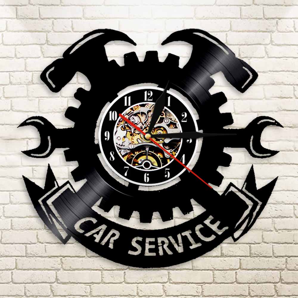 カーサービスウォールサイン壁掛け時計モダンデザイン自動車修理 - Auto Repair Shop Signs のレビューと価格