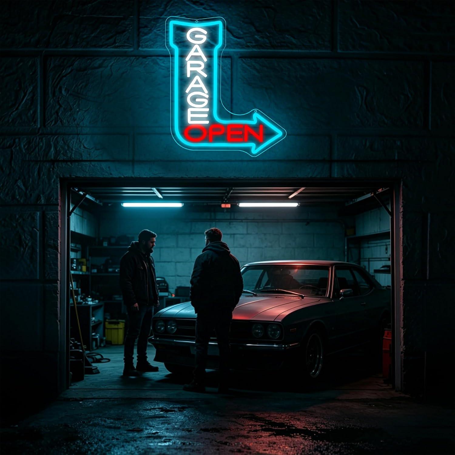 ガレージオープンアローネオンサインUSB調光LEDライト、自 - Auto Repair Shop Open のレビューと価格