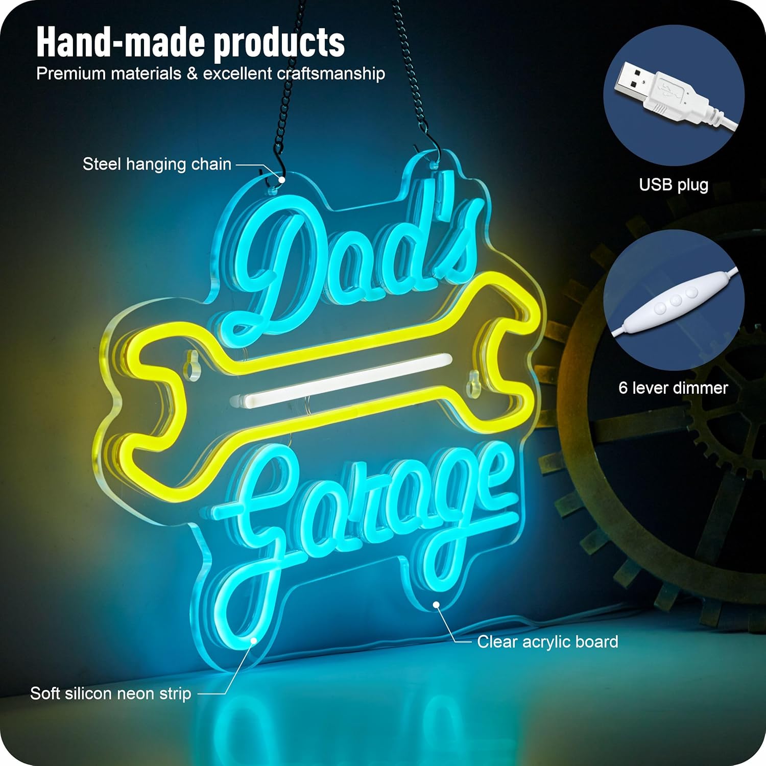 ガレージネオンサイン 壁飾り 父のガレージ用LEDライト 車 - Auto Repair Shop Signs のレビューと価格